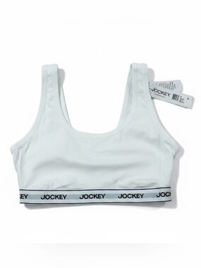Jockey Women's Classic Scoop Neck Sports Bra — White Size XL